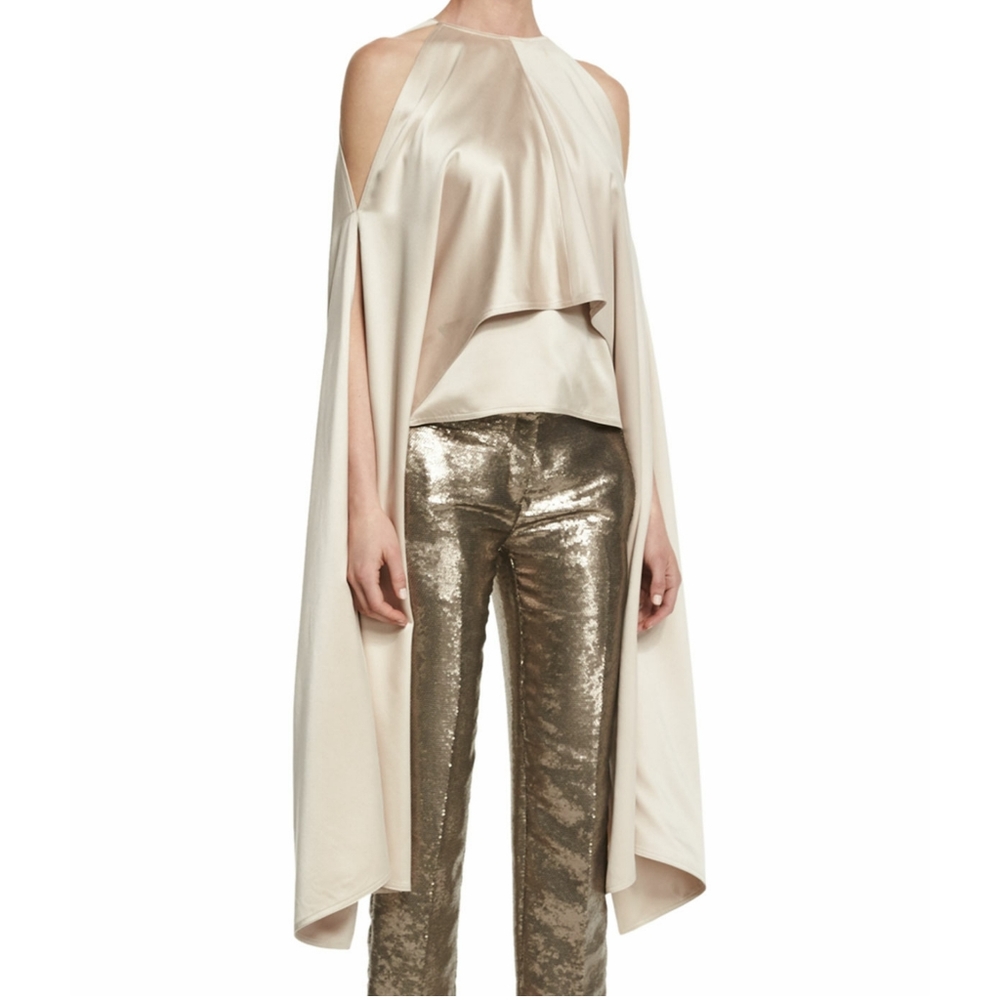 Cold-Shoulder Cape Blouse